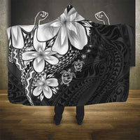 Polynesia Romantic Valentine Hooded Blanket Sea Turtle Couple With Black Plumeria