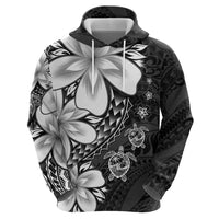 Polynesia Romantic Valentine Hoodie Sea Turtle Couple With Black Plumeria