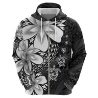 Polynesia Romantic Valentine Hoodie Sea Turtle Couple With Black Plumeria