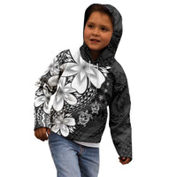 Polynesia Romantic Valentine Kid Hoodie Sea Turtle Couple With Black Plumeria