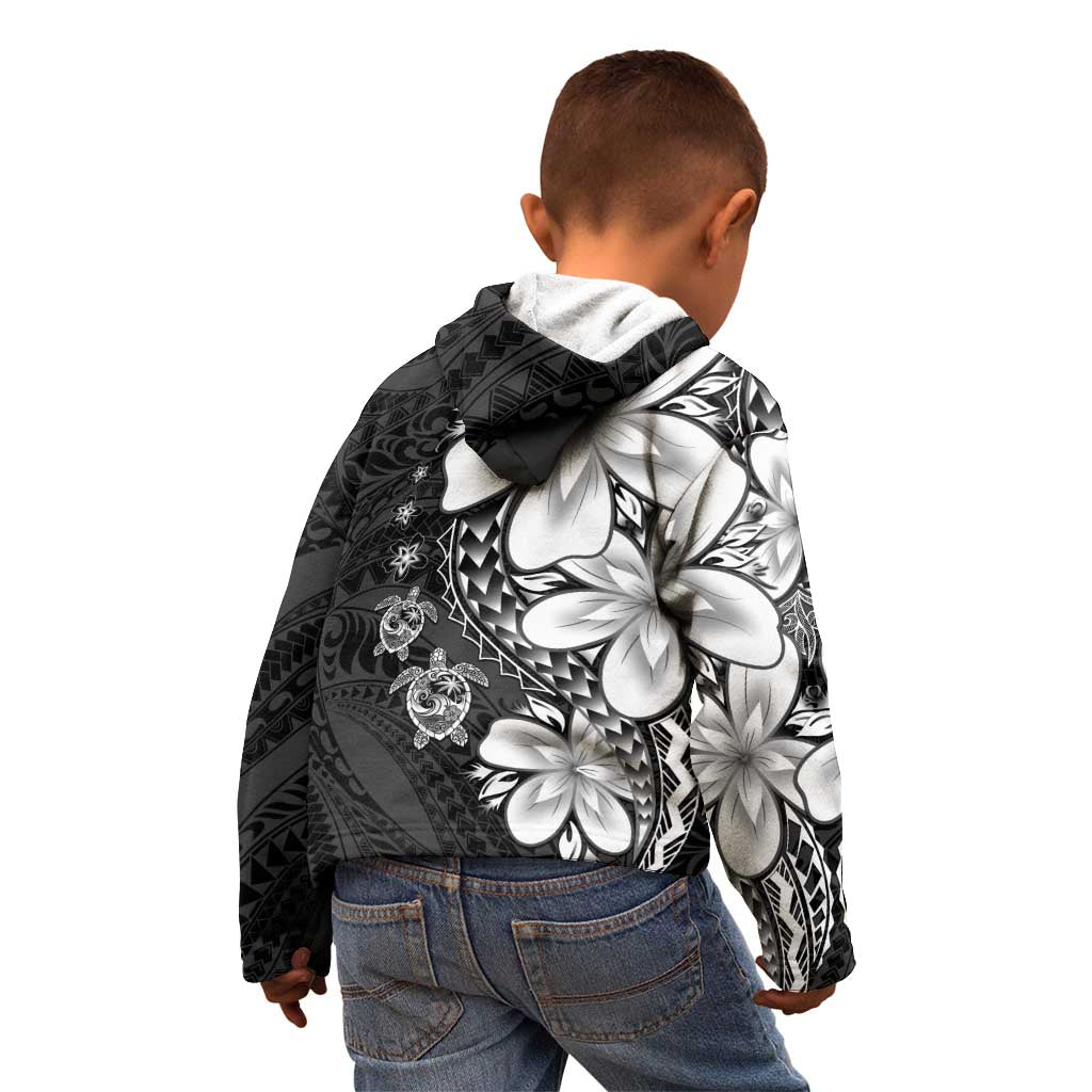 Polynesia Romantic Valentine Kid Hoodie Sea Turtle Couple With Black Plumeria