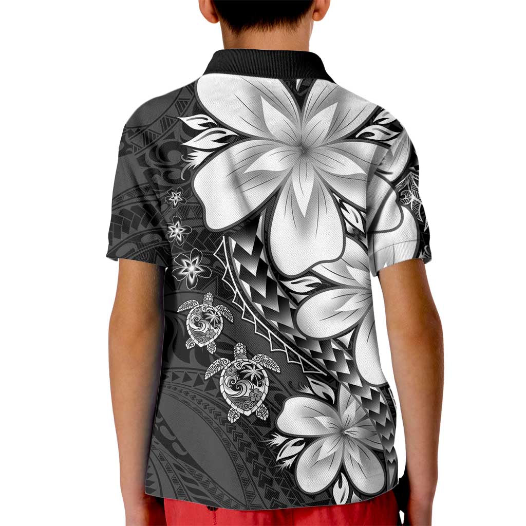 Polynesia Romantic Valentine Kid Polo Shirt Sea Turtle Couple With Black Plumeria