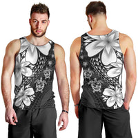 Polynesia Romantic Valentine Men Tank Top Sea Turtle Couple With Black Plumeria