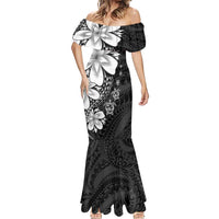 Polynesia Romantic Valentine Mermaid Dress Sea Turtle Couple With Black Plumeria