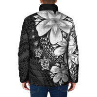 Polynesia Romantic Valentine Padded Jacket Sea Turtle Couple With Black Plumeria