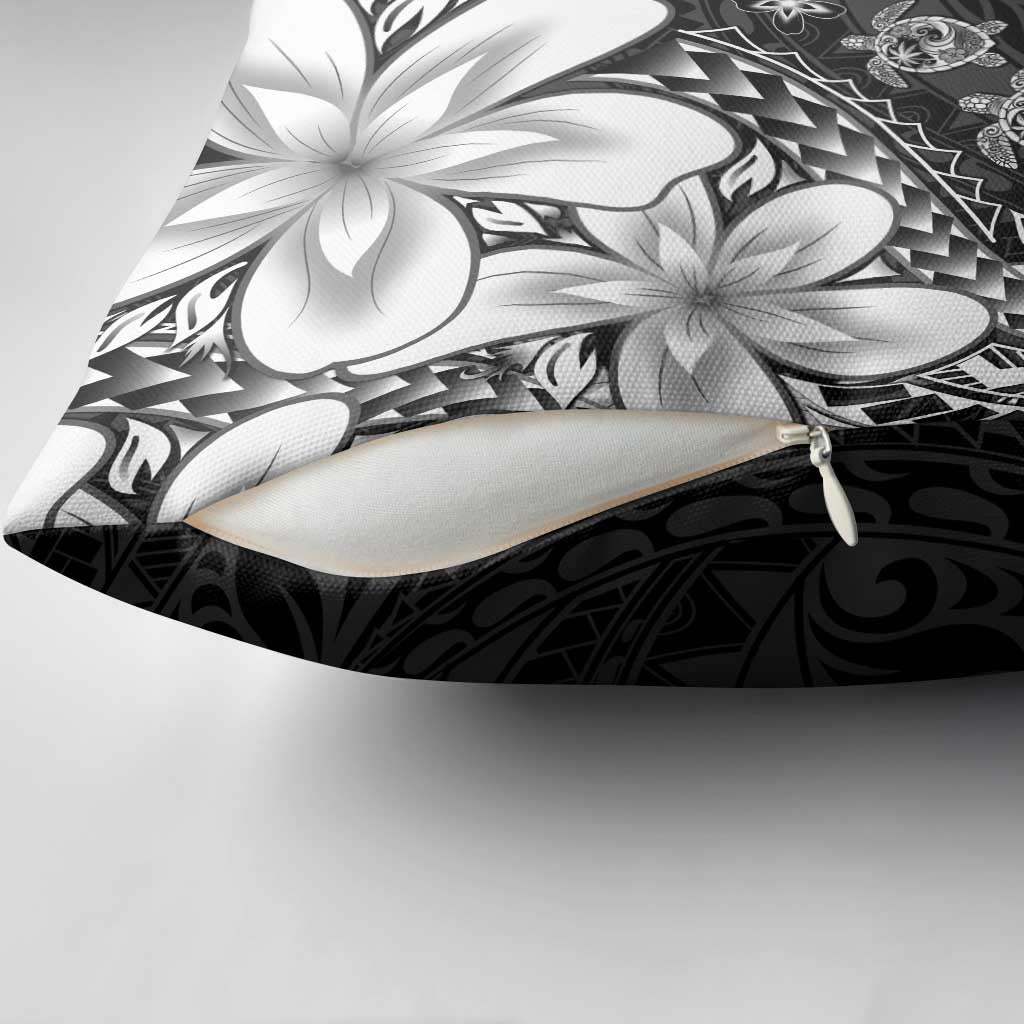 Polynesia Romantic Valentine Pillow Cover Sea Turtle Couple With Black Plumeria