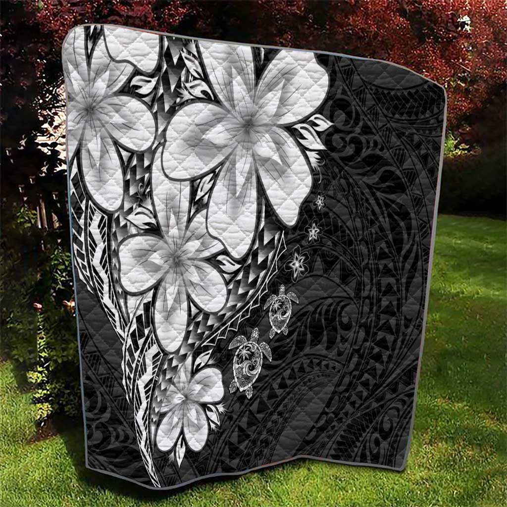 Polynesia Romantic Valentine Quilt Sea Turtle Couple With Black Plumeria