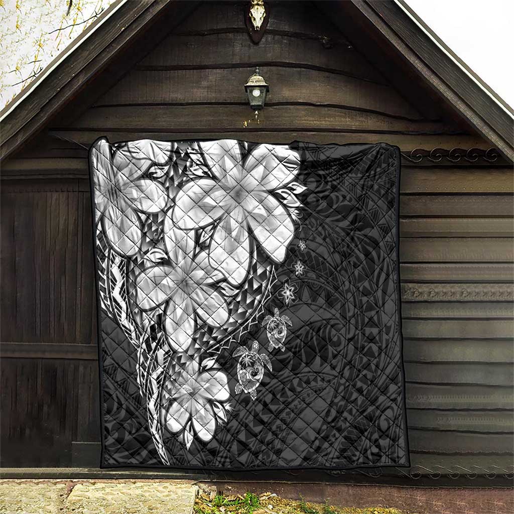 Polynesia Romantic Valentine Quilt Sea Turtle Couple With Black Plumeria