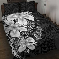Polynesia Romantic Valentine Quilt Bed Set Sea Turtle Couple With Black Plumeria