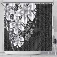 Polynesia Romantic Valentine Shower Curtain Sea Turtle Couple With Black Plumeria