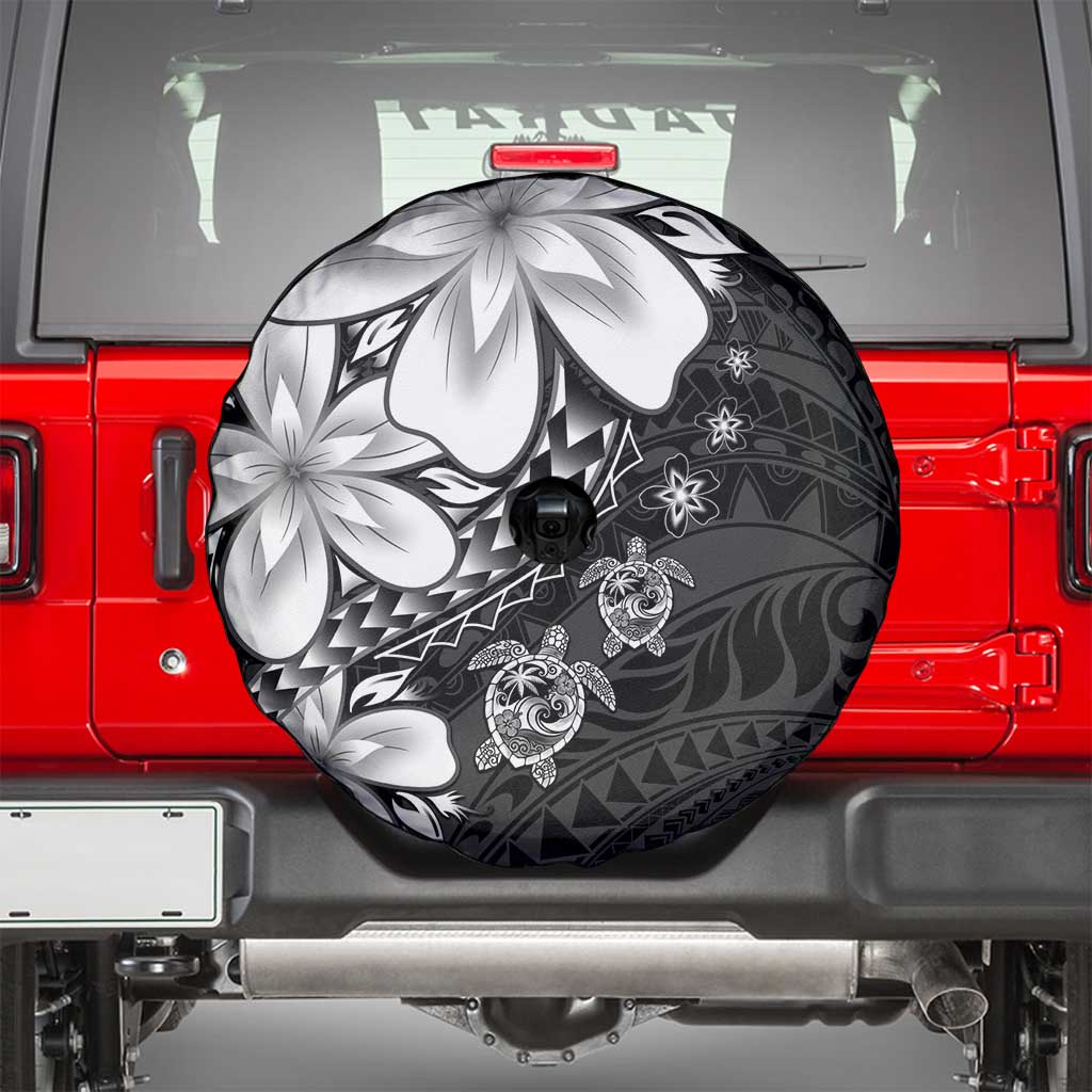 Polynesia Romantic Valentine Spare Tire Cover Sea Turtle Couple With Black Plumeria