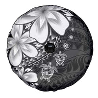 Polynesia Romantic Valentine Spare Tire Cover Sea Turtle Couple With Black Plumeria