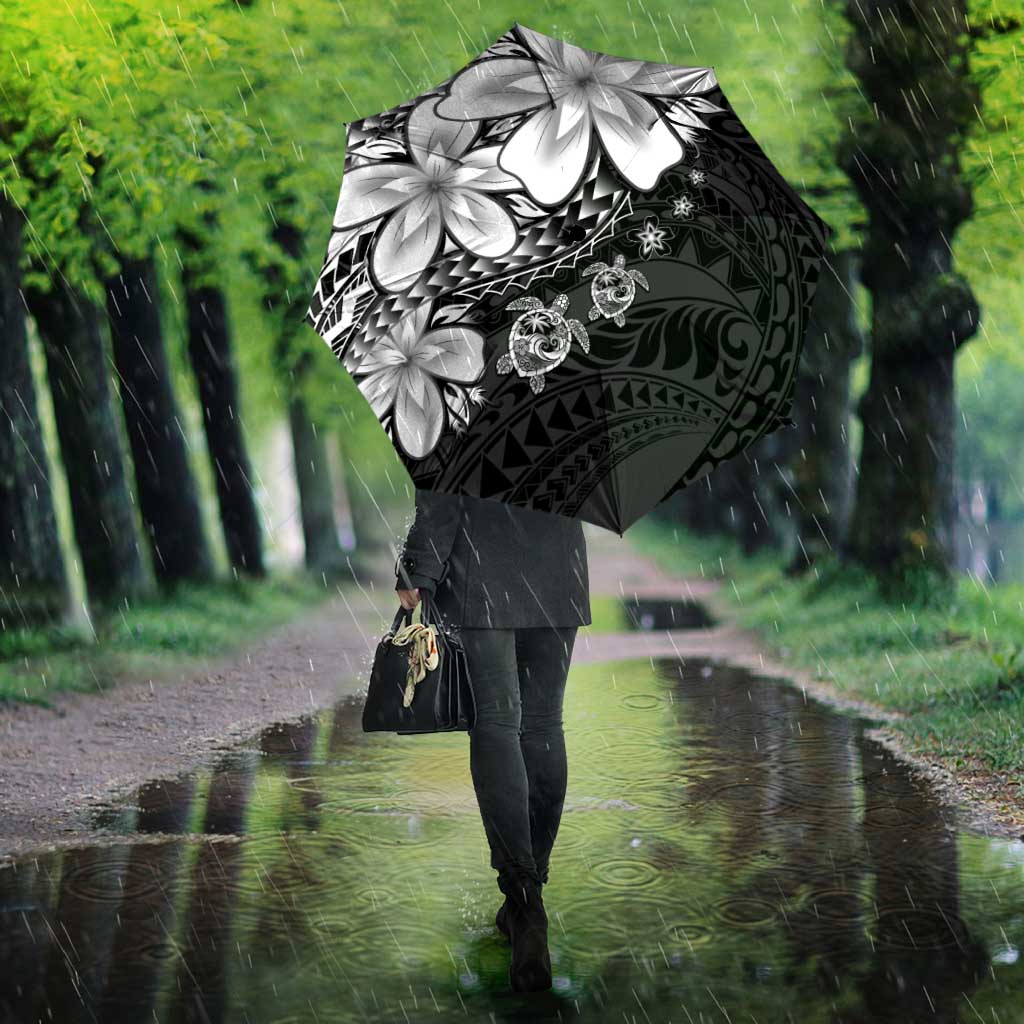 Polynesia Romantic Valentine Umbrella Sea Turtle Couple With Black Plumeria
