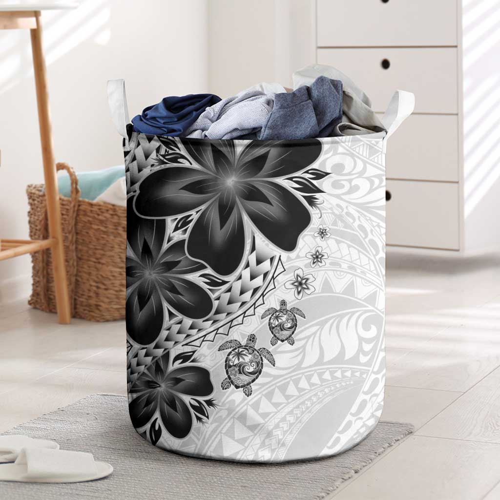 Polynesia Romantic Valentine Laundry Basket Sea Turtle Couple With White Plumeria