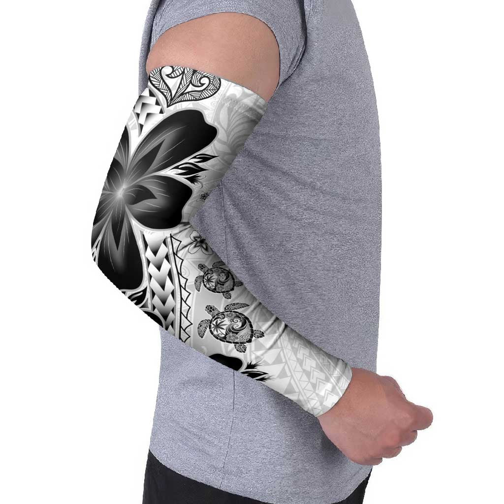 Polynesia Romantic Valentine Arm Sleeves Sea Turtle Couple With White Plumeria