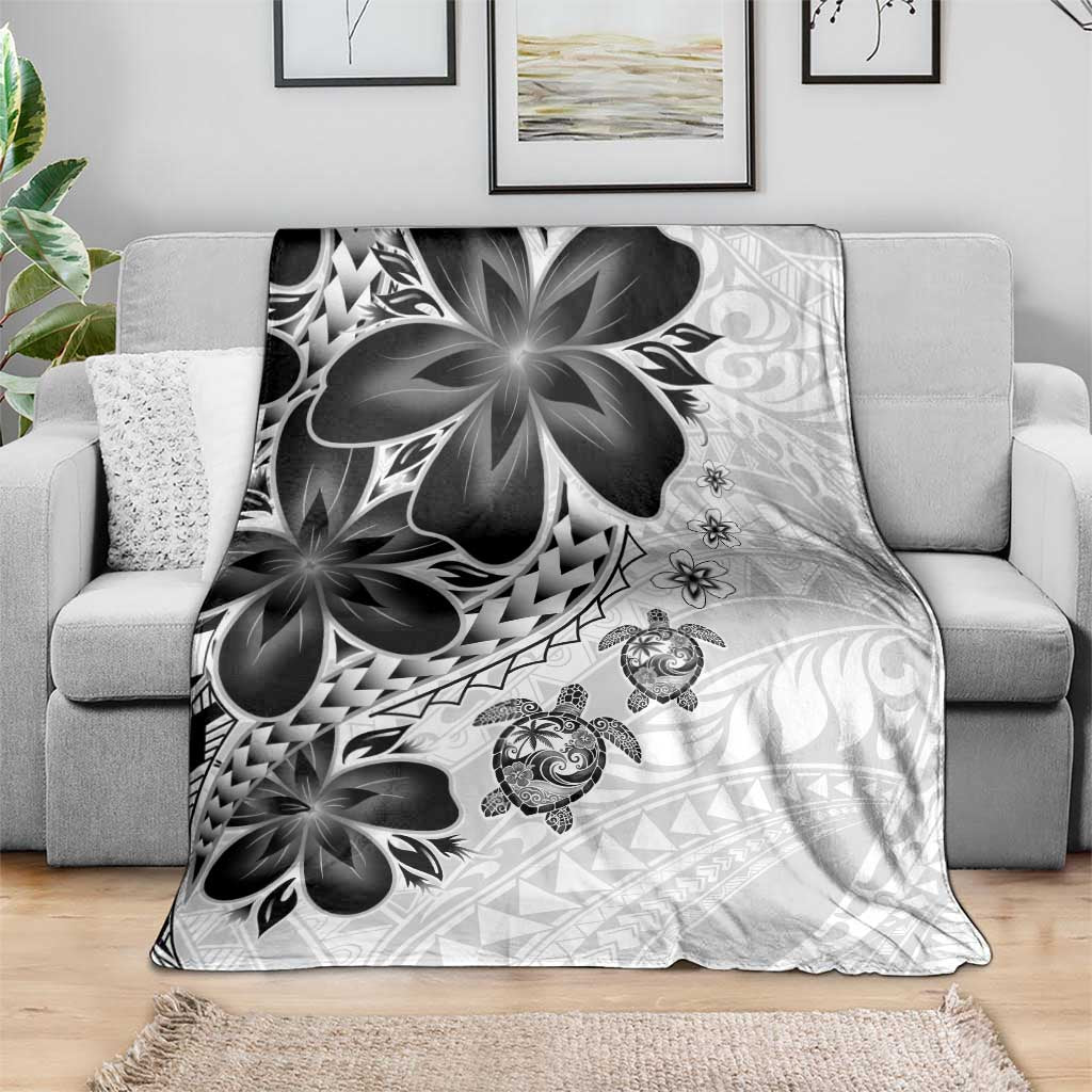 Polynesia Romantic Valentine Blanket Sea Turtle Couple With White Plumeria