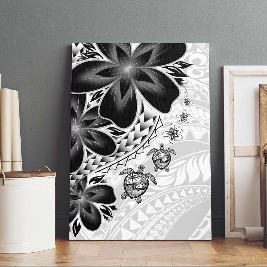Polynesia Romantic Valentine Canvas Wall Art Sea Turtle Couple With White Plumeria