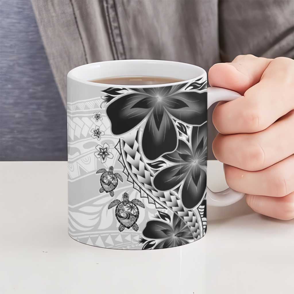 Polynesia Romantic Valentine Ceramic Mug Sea Turtle Couple With White Plumeria