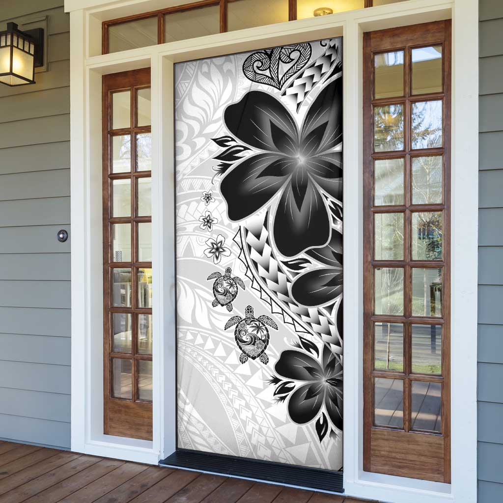 Polynesia Romantic Valentine Door Cover Sea Turtle Couple With White Plumeria