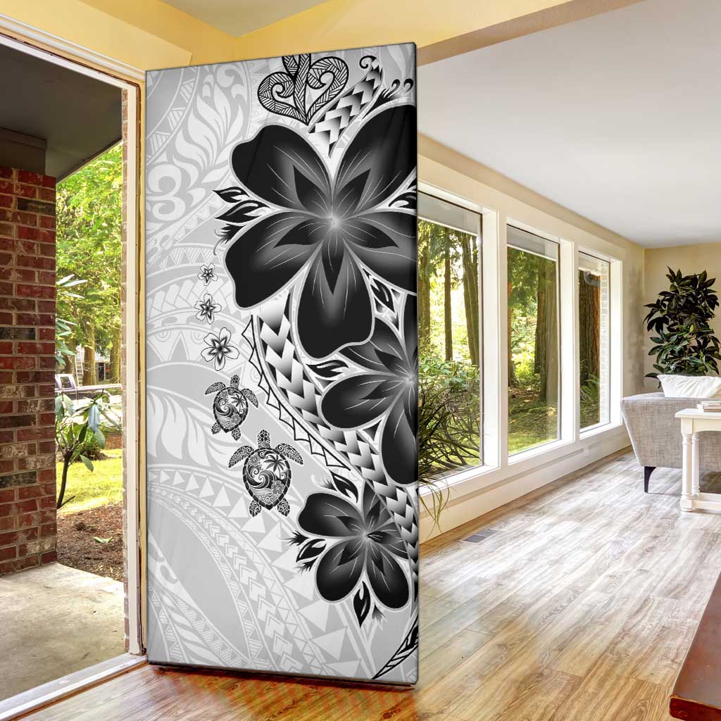 Polynesia Romantic Valentine Door Cover Sea Turtle Couple With White Plumeria