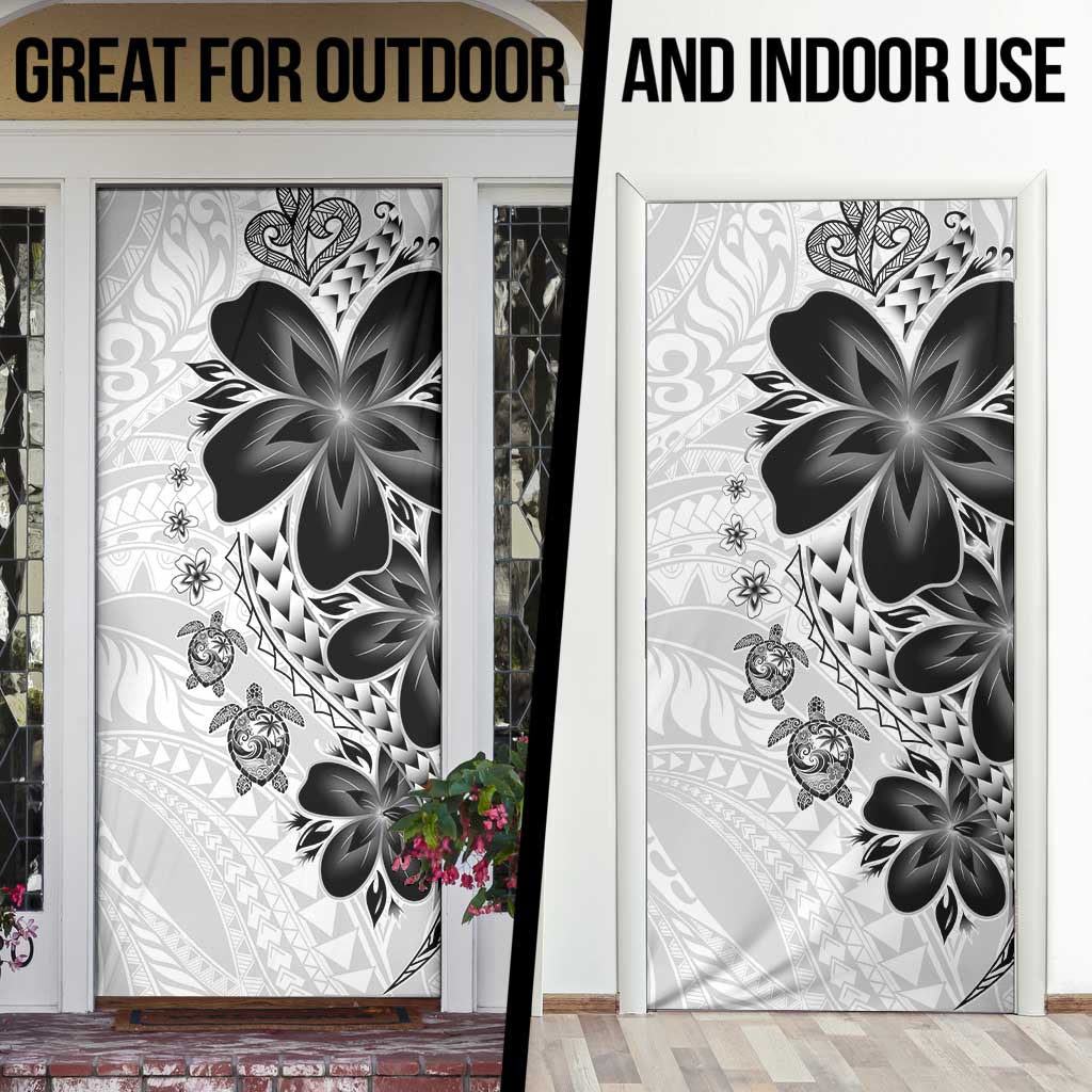 Polynesia Romantic Valentine Door Cover Sea Turtle Couple With White Plumeria