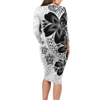 Polynesia Romantic Valentine Family Matching Long Sleeve Bodycon Dress and Hawaiian Shirt Sea Turtle Couple With White Plumeria LT05 - Polynesian Pride