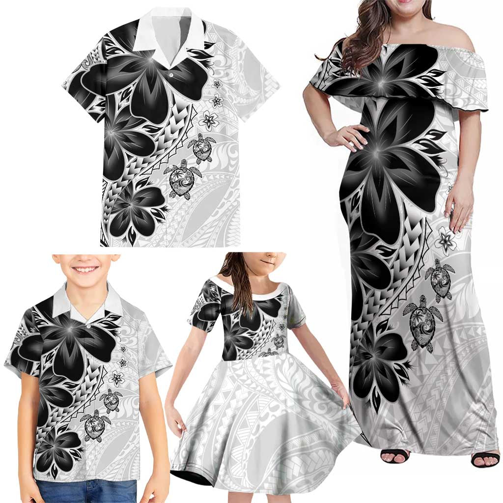 Polynesia Romantic Valentine Family Matching Off Shoulder Maxi Dress and Hawaiian Shirt Sea Turtle Couple With White Plumeria LT05 - Polynesian Pride