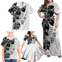 Polynesia Romantic Valentine Family Matching Off Shoulder Maxi Dress and Hawaiian Shirt Sea Turtle Couple With White Plumeria LT05 - Polynesian Pride
