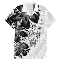 Polynesia Romantic Valentine Family Matching Off Shoulder Short Dress and Hawaiian Shirt Sea Turtle Couple With White Plumeria LT05 Dad's Shirt - Short Sleeve White - Polynesian Pride