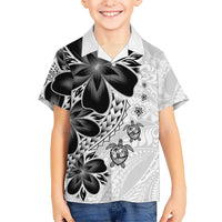 Polynesia Romantic Valentine Family Matching Off Shoulder Short Dress and Hawaiian Shirt Sea Turtle Couple With White Plumeria LT05 Son's Shirt White - Polynesian Pride