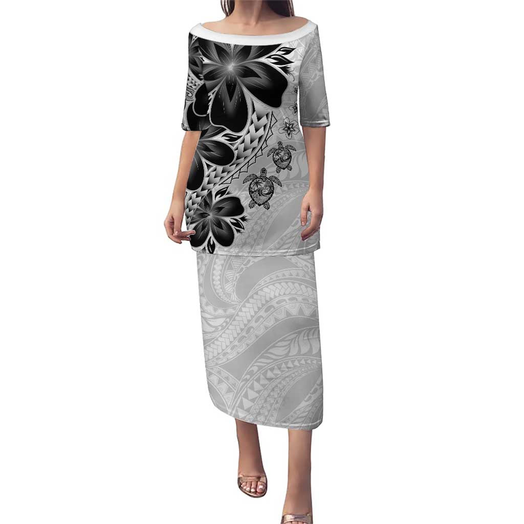 Polynesia Romantic Valentine Family Matching Puletasi and Hawaiian Shirt Sea Turtle Couple With White Plumeria LT05 Mom's Dress White - Polynesian Pride