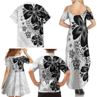 Polynesia Romantic Valentine Family Matching Summer Maxi Dress and Hawaiian Shirt Sea Turtle Couple With White Plumeria LT05 - Polynesian Pride