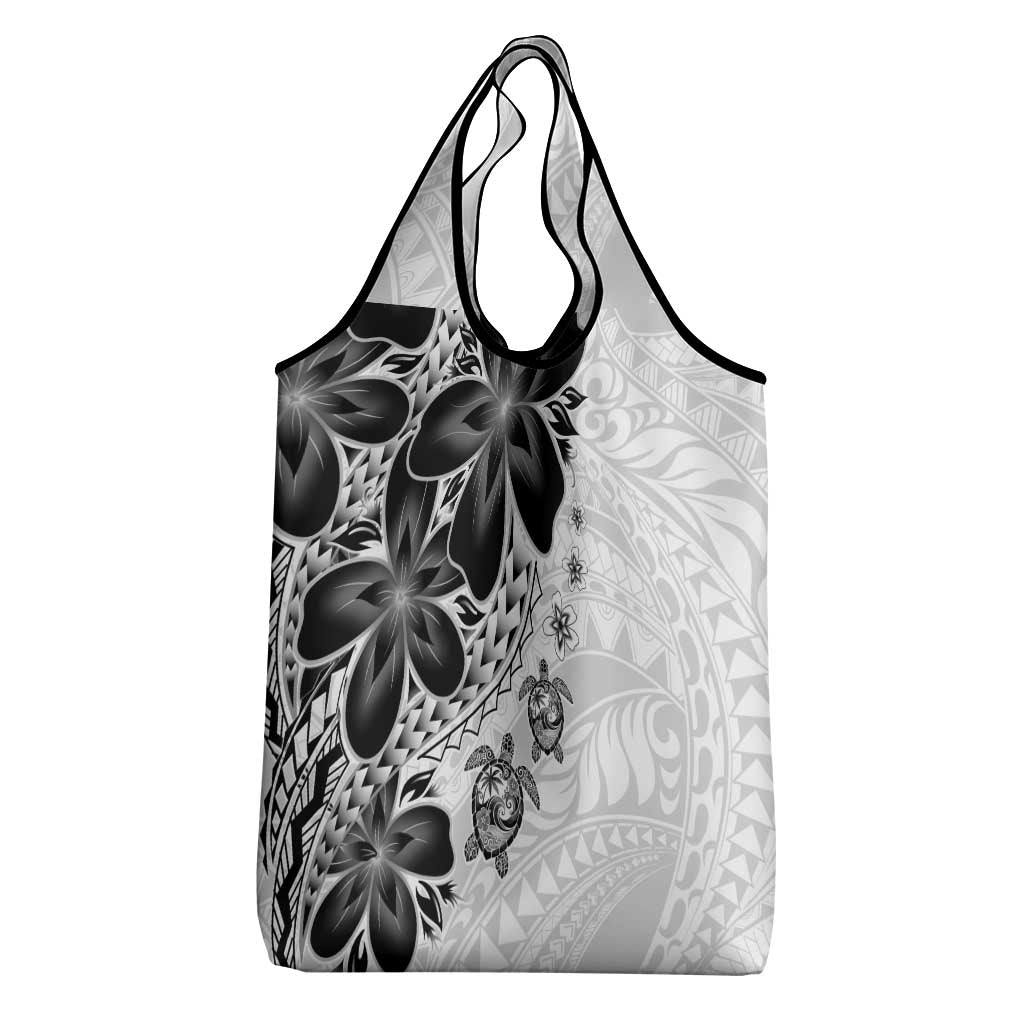 Polynesia Romantic Valentine Grocery Bag Sea Turtle Couple With White Plumeria
