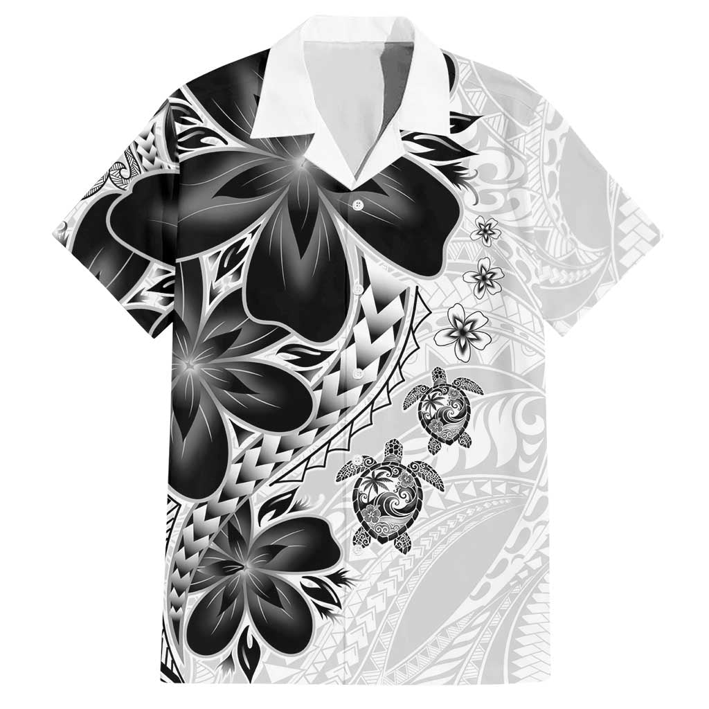 Polynesia Romantic Valentine Hawaiian Shirt Sea Turtle Couple With White Plumeria