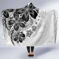 Polynesia Romantic Valentine Hooded Blanket Sea Turtle Couple With White Plumeria