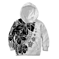 Polynesia Romantic Valentine Kid Hoodie Sea Turtle Couple With White Plumeria