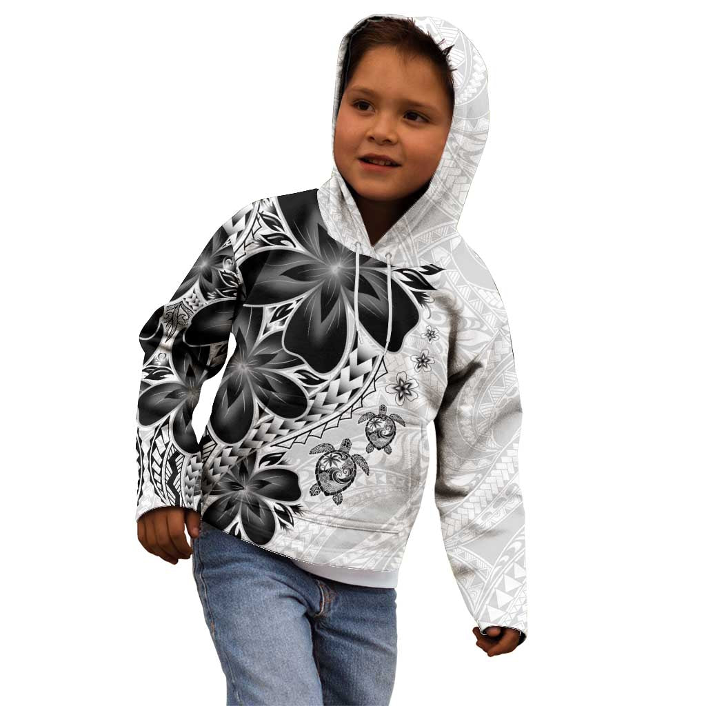 Polynesia Romantic Valentine Kid Hoodie Sea Turtle Couple With White Plumeria