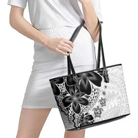Polynesia Romantic Valentine Leather Tote Bag Sea Turtle Couple With White Plumeria