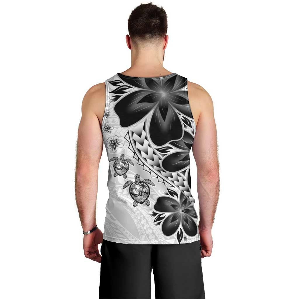 Polynesia Romantic Valentine Men Tank Top Sea Turtle Couple With White Plumeria