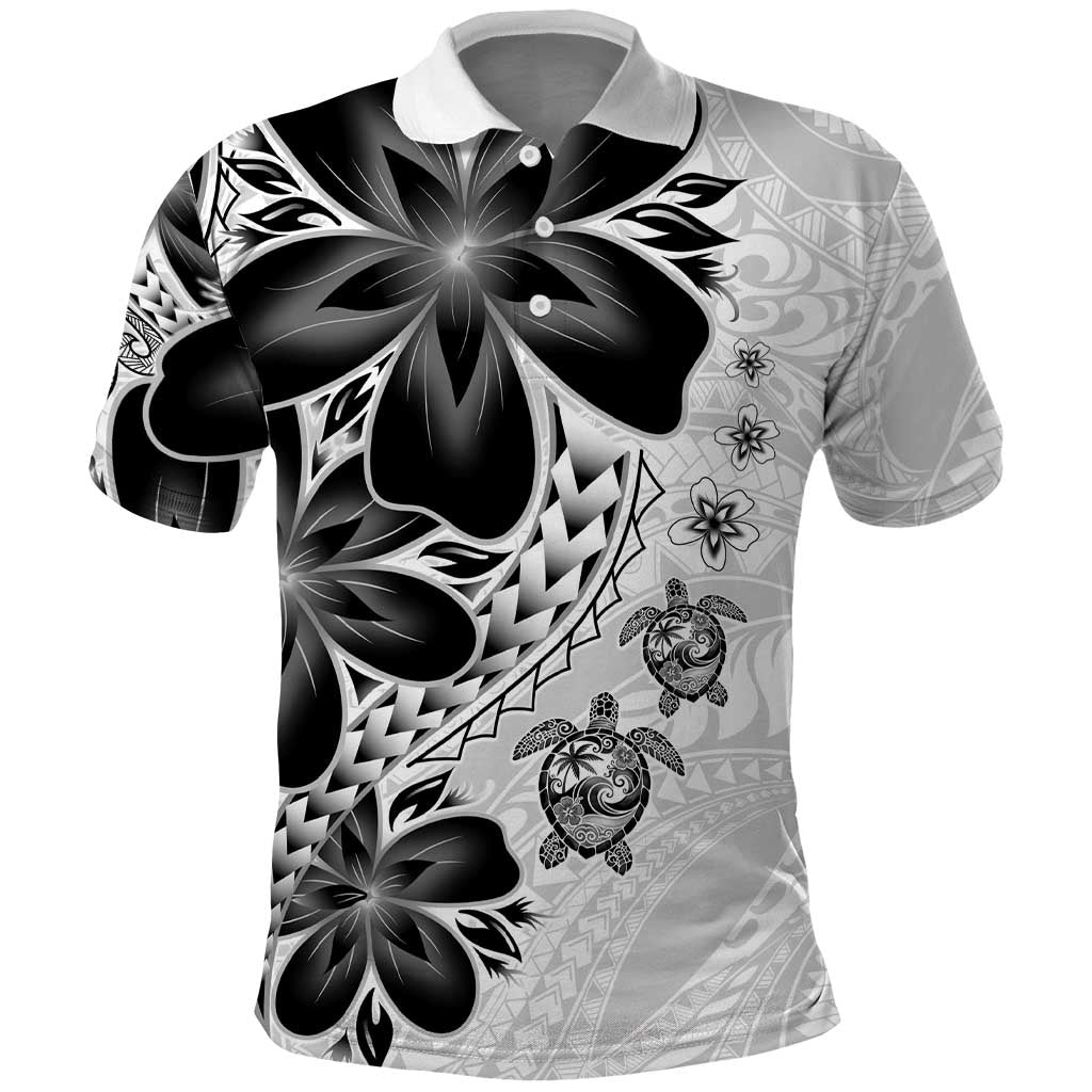 Polynesia Romantic Valentine Polo Shirt Sea Turtle Couple With White Plumeria