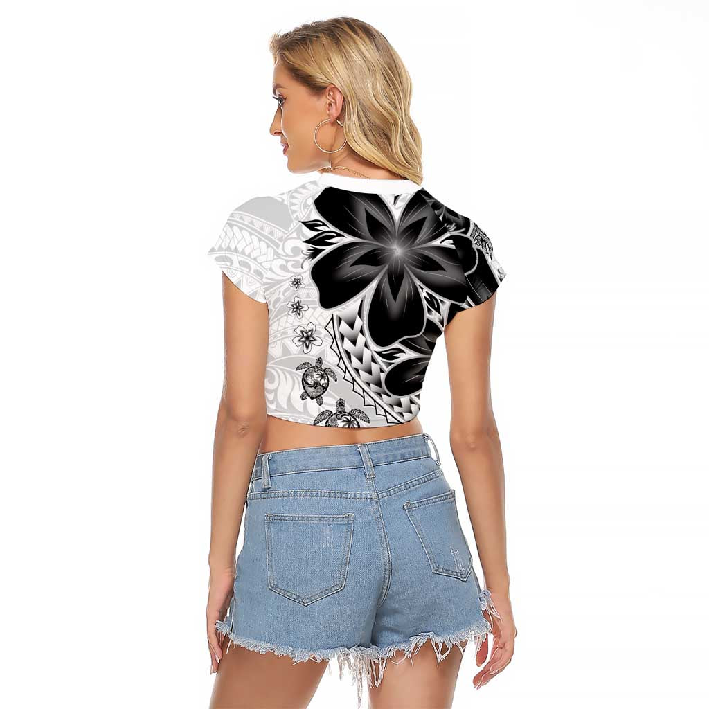 Polynesia Romantic Valentine Raglan Cropped T Shirt Sea Turtle Couple With White Plumeria