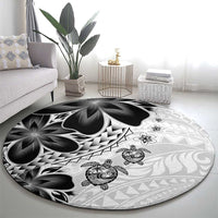 Polynesia Romantic Valentine Round Carpet Sea Turtle Couple With White Plumeria