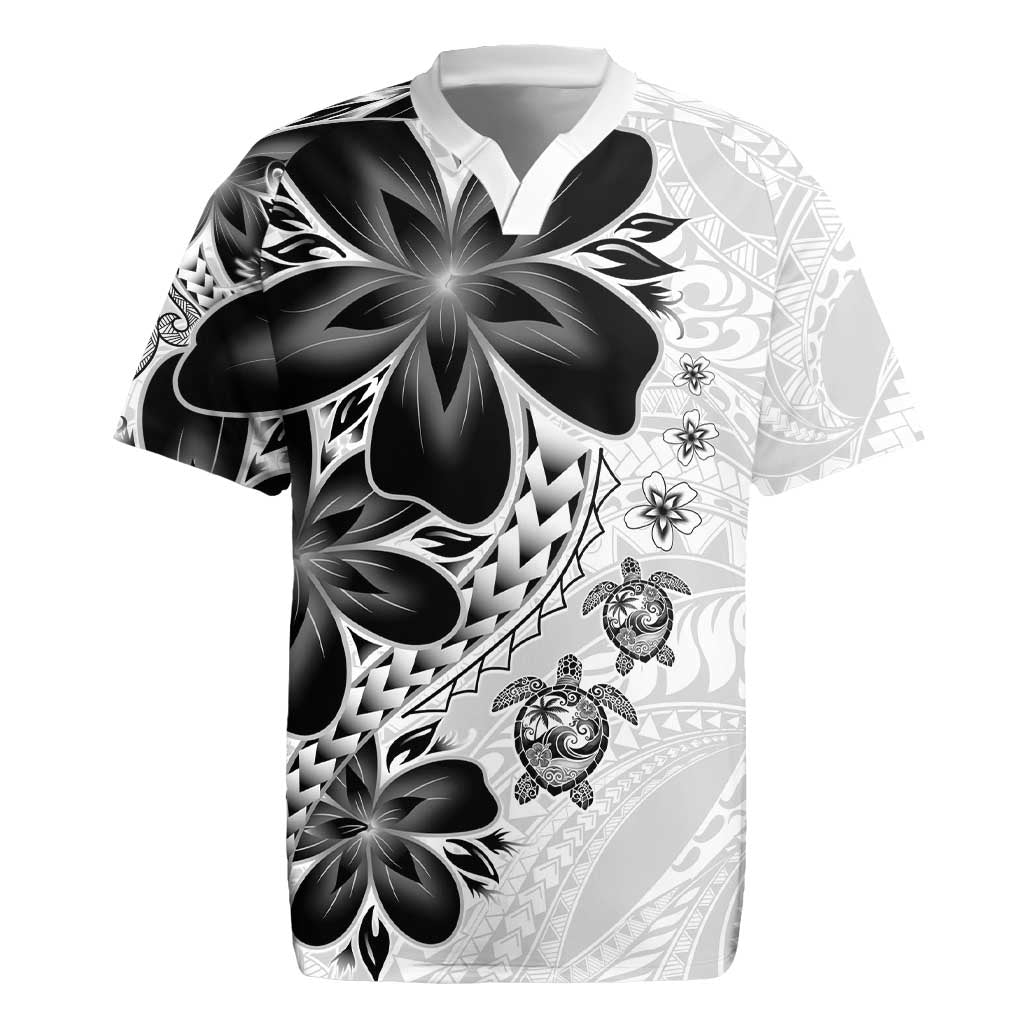 Polynesia Romantic Valentine Rugby Jersey Sea Turtle Couple With White Plumeria