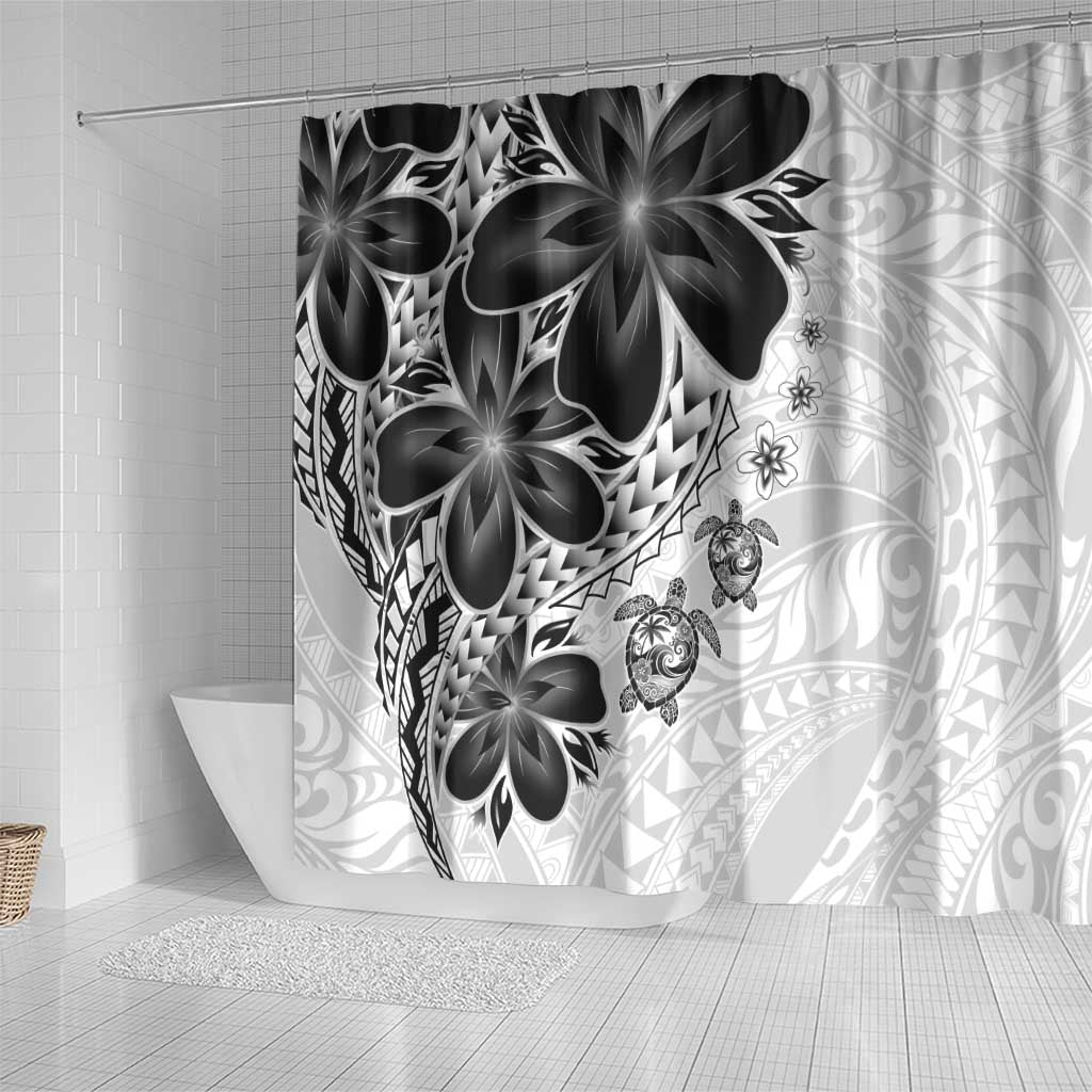 Polynesia Romantic Valentine Shower Curtain Sea Turtle Couple With White Plumeria