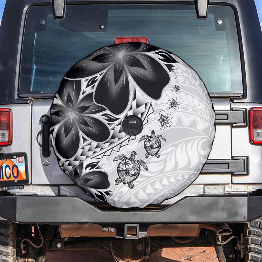 Polynesia Romantic Valentine Spare Tire Cover Sea Turtle Couple With White Plumeria