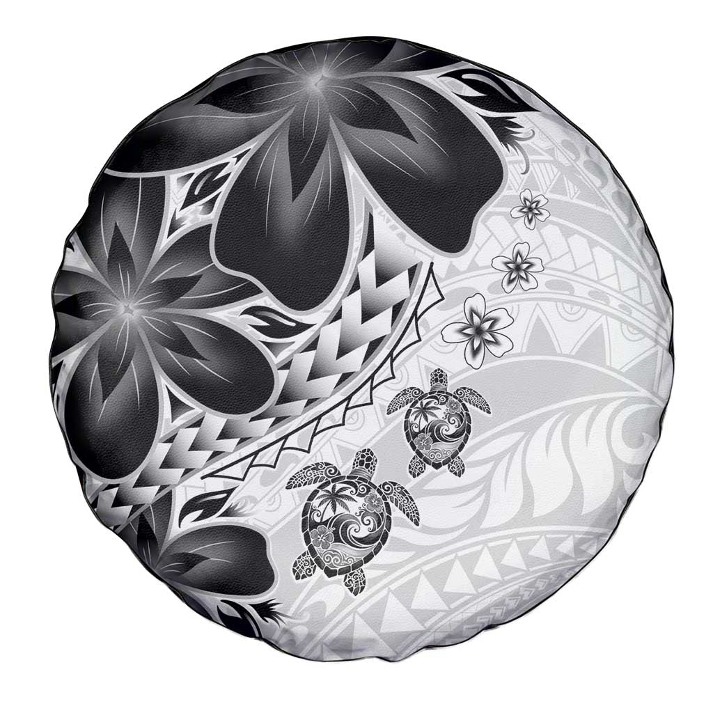 Polynesia Romantic Valentine Spare Tire Cover Sea Turtle Couple With White Plumeria