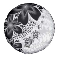 Polynesia Romantic Valentine Spare Tire Cover Sea Turtle Couple With White Plumeria