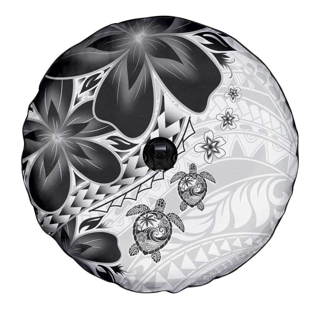 Polynesia Romantic Valentine Spare Tire Cover Sea Turtle Couple With White Plumeria