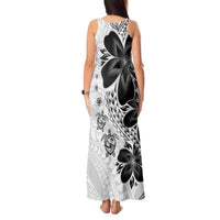 Polynesia Romantic Valentine Tank Maxi Dress Sea Turtle Couple With White Plumeria