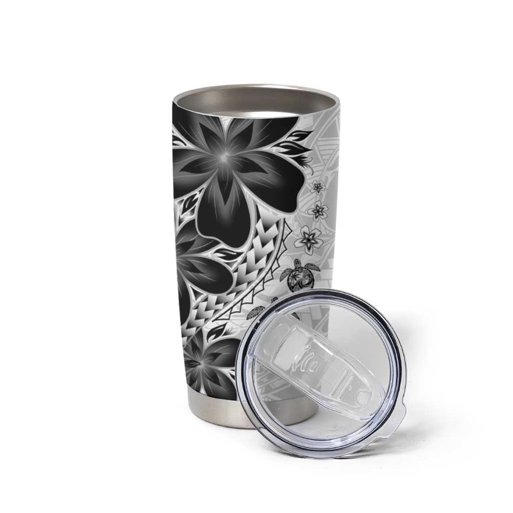 Polynesia Romantic Valentine Tumbler Cup Sea Turtle Couple With White Plumeria